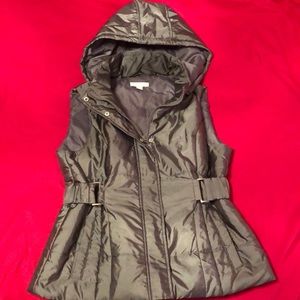 Grey, Sleeveless, Hooded Vest